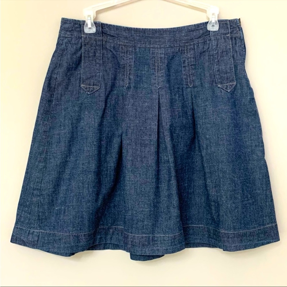 JCrew Chambray Pleated Skirt Size 8